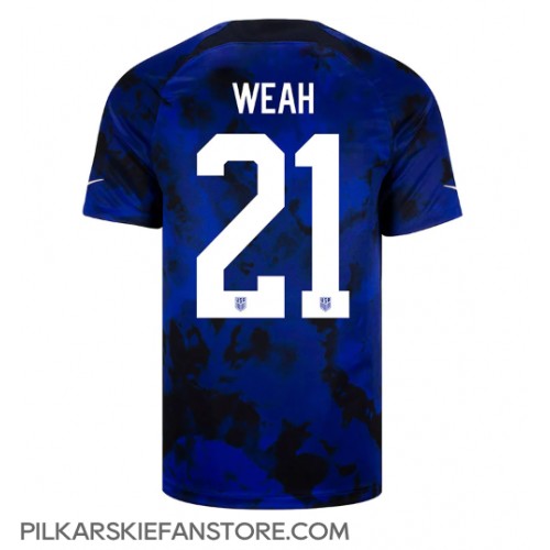 Tanie Strój piłkarski Stany Zjednoczone Timothy Weah #21 Koszulka Wyjazdowej MŚ 2022 Krótkie Rękawy